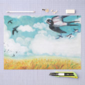 Schwalben fliegen über blauem Himmel Seidenpapier (Handwerk)