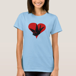 "Schwalben-Herz-" Ingwer und tonischer roter T-Shirt