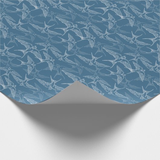 Schwalben im Flug. Geschenkpapier (Ecke)
