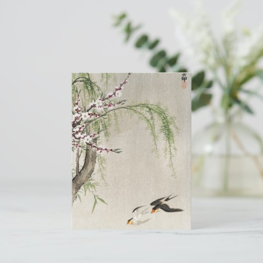 Schwalben in Flight, Ohara Koson, japanische Vogel Postkarte (Stehend Vorderseite)