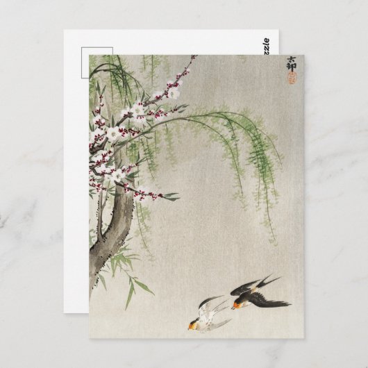 Schwalben in Flight, Ohara Koson, japanische Vogel Postkarte (Vorne/Hinten)
