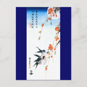 Schwalben & Pfirsichblüten Hiroshige Fine Art Postkarte
