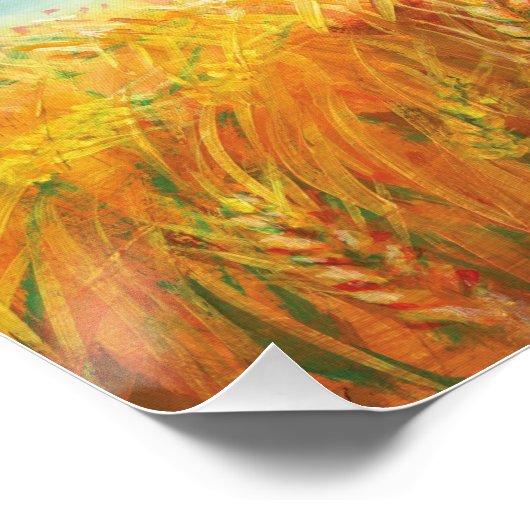 Schwalben über einem Weizenfeld Illustration Poster (Ecke)