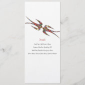 Schwalben und farbenfrohe Frühlingsblumen Hochzeit Menükarte (Rückseite)