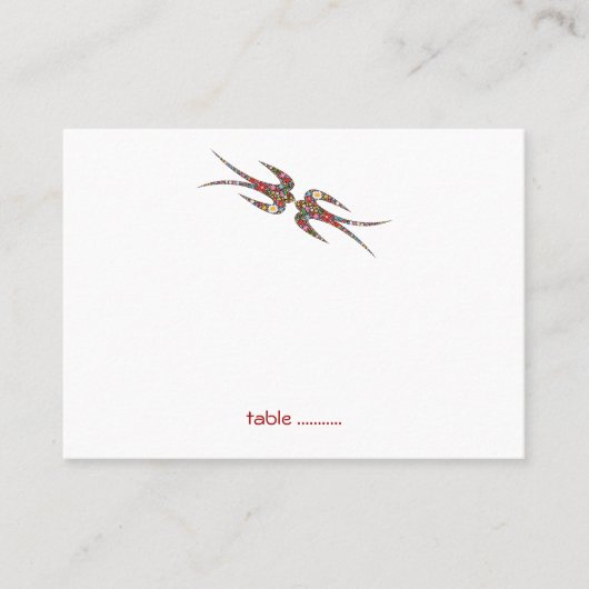 Schwalben und farbenfrohe Frühlingsblumen Hochzeit Platzkarte (Vorderseite)