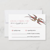 Schwalben und farbenfrohe Frühlingsblumen Hochzeit RSVP Karte (Vorderseite)