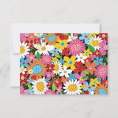 Schwalben und farbenfrohe Frühlingsblumen Hochzeit RSVP Karte (Rückseite)