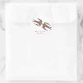 Schwalben und farbenfrohe Frühlingsblumen Hochzeit Runder Aufkleber (Tasche)