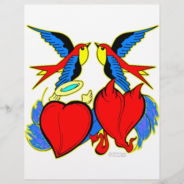 Schwalben und Herz Tattoo (Vorderseite)