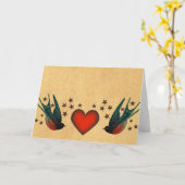 Schwalben und Sterne Karte (Gelbe Blume)