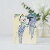 Schwalben und Wisteria von Ohara Koson Postkarte (Stehend Vorderseite)