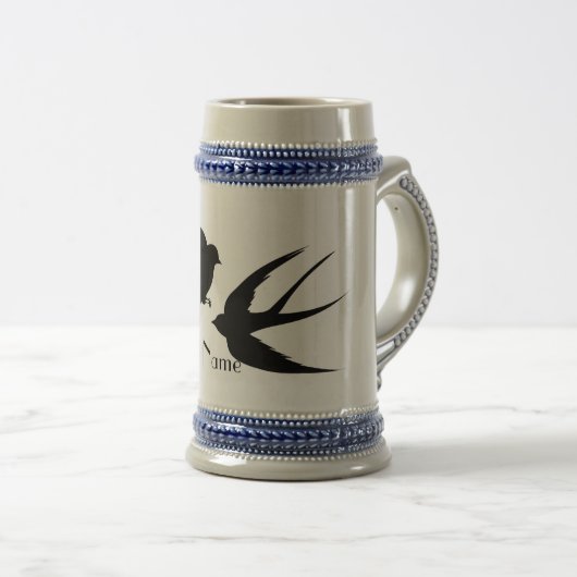 Schwalben Vögel Silhouetten Thunder_Cove Bierglas (VorderseiteRechts)