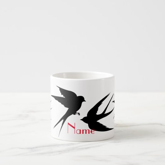 Schwalben Vögel Silhouetten Thunder_Cove  Espressotasse (Vorderseite)