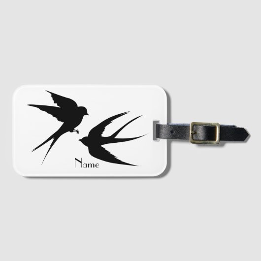 Schwalben Vögel Silhouetten Thunder_Cove Gepäckanhänger (Vorderseite (Horizontal))