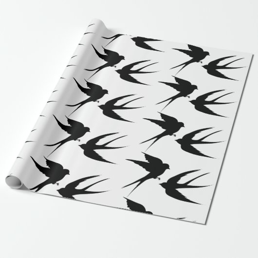 Schwalben Vögel Silhouetten Thunder_Cove Geschenkpapier (Ungerollt)