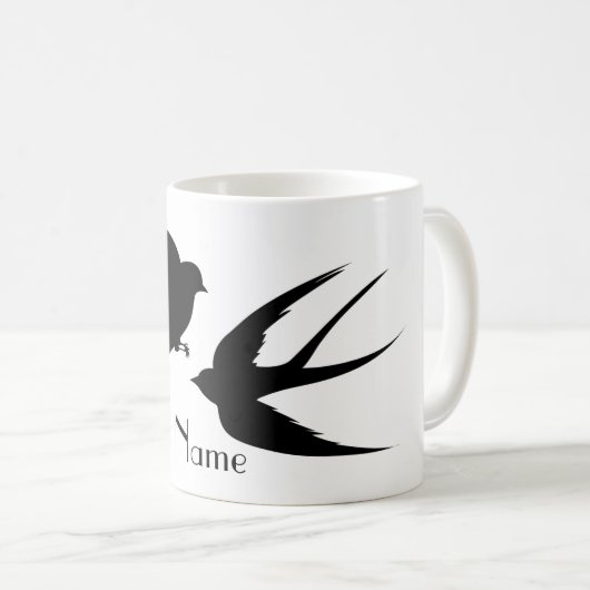 Schwalben Vögel Silhouetten Thunder_Cove Kaffeetasse (VorderseiteRechts)