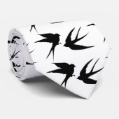 Schwalben Vögel Silhouetten Thunder_Cove Krawatte (Gerollt)