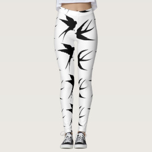 Schwalben Vögel Silhouetten Thunder_Cove Leggings