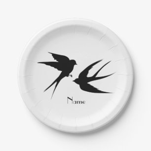 Schwalben Vögel Silhouetten Thunder_Cove Pappteller