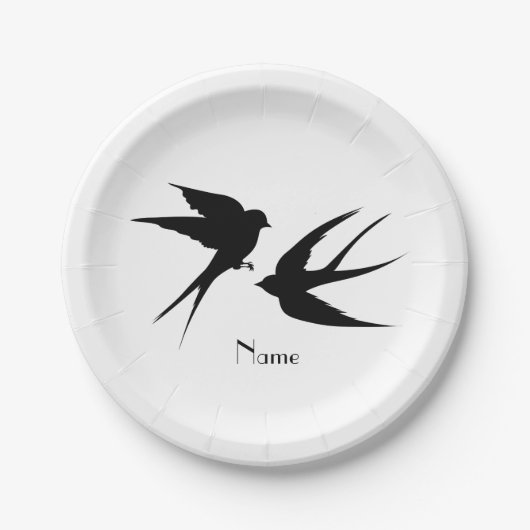 Schwalben Vögel Silhouetten Thunder_Cove Pappteller (Vorderseite)