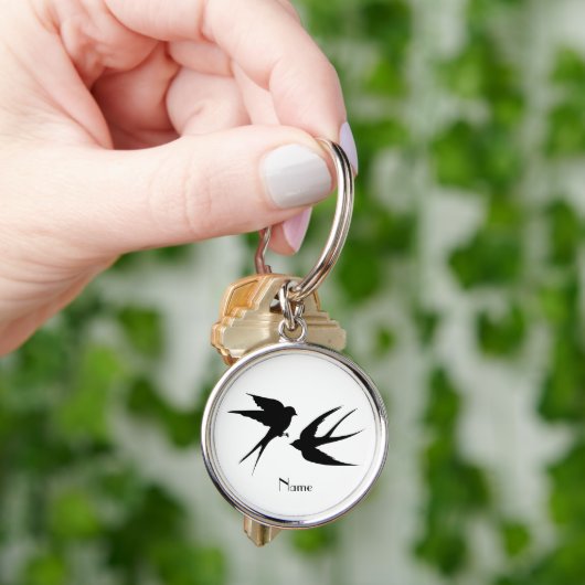 Schwalben Vögel Silhouetten Thunder_Cove Schlüsselanhänger (Hand)
