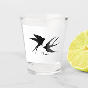 Schwalben Vögel Silhouetten Thunder_Cove Schnapsglas