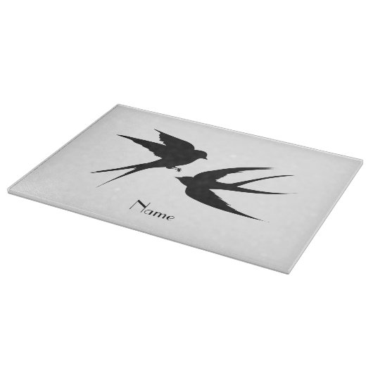 Schwalben Vögel Silhouetten Thunder_Cove Schneidebrett (Ecke)