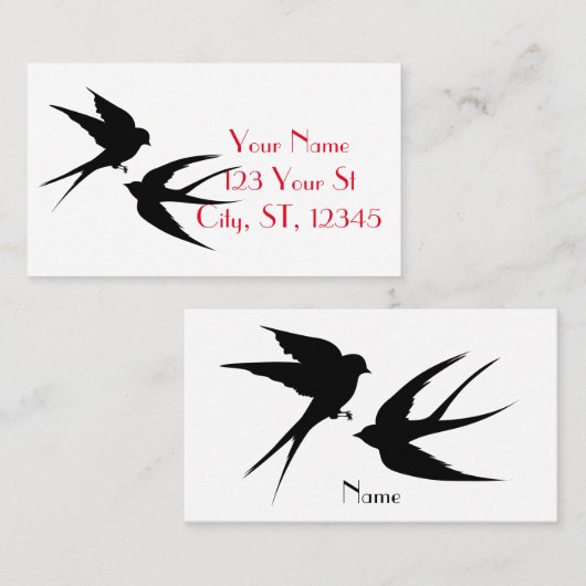 Schwalben Vögel Silhouetten Thunder_Cove Visitenkarte (Vorne/Hinten)