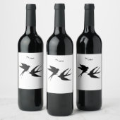 Schwalben Vögel Silhouetten Thunder_Cove Weinetikett (Flaschen)