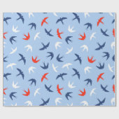 Schwalben Vögel Sky Flugmuster Blaues Weiß Geschenkpapier (Flach)
