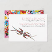 Schwalbenblumen küssen Hochzeitsempfang Begleitkarte (Vorne/Hinten)