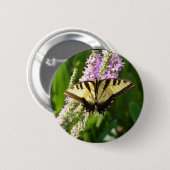 Schwalbenschwanz auf violetten Wildblumen Button (Vorne & Hinten)