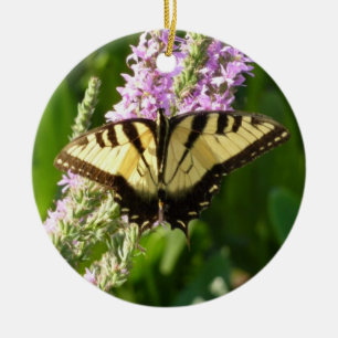 Schwalbenschwanz auf violetten Wildblumen Keramik Ornament