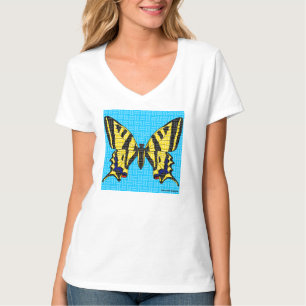 Schwalbenschwanz (weiß) - Basic V-Ausschnitt T-Shi T-Shirt