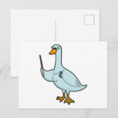 Schwan als Lehrer mit Buch und Zeigestock Postkarte (Vorne/Hinten)