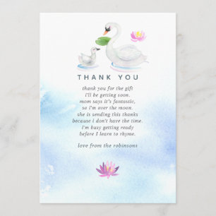 Schwan Aquarell-Baby-Shower-Dankeschön Dankeskarte