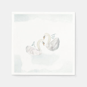 Schwan-Aquarell-thematisierte elegante Hochzeitsse Serviette