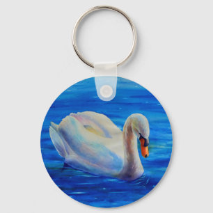Schwan-Aquarellmalerei, Wassergeflügel, Vogel Schlüsselanhänger