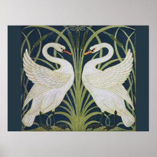 Schwan Art Nouveau Zwei Schwäne Poster