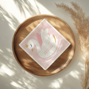 Schwan-Baby-Party Mädchenhaft rosa aqua süß elegan Serviette