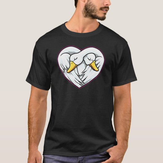 Schwan Couple Heart Shape Liebe Animals T-Shirt (Vorderseite)