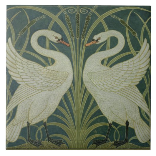 "Schwan-, Eile- und Iris" Tapetenentwurf Fliese (Vorderseite)
