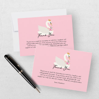 Schwan Eine kleine Prinzessin Rosa Baby Shower Dankeskarte