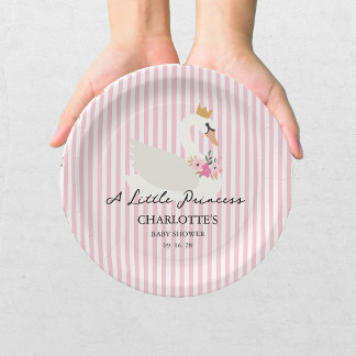 Schwan Eine kleine Prinzessin Rosa Babyparty Pappteller