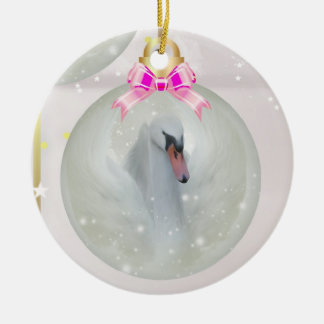 Schwan-Flitter in der Weihnachtsverzierung Keramik Ornament