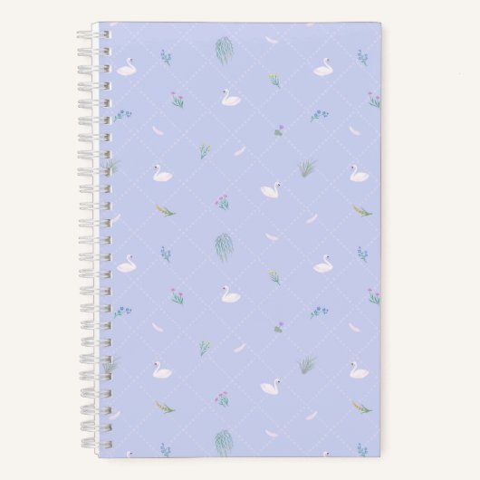 Schwan Floral Blau Notizblock (Vorderseite)