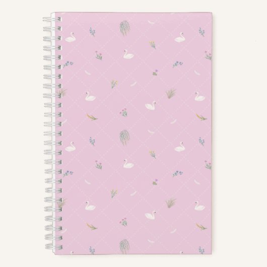Schwan Floral Rosa Notizblock (Vorderseite)