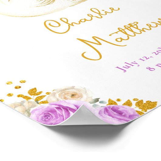 Schwan-Geburtenstatistik für Lila und Gold-Rose Poster (Ecke)