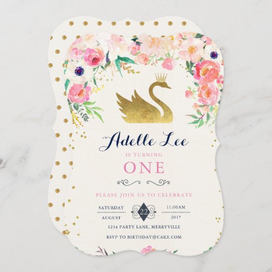 Schwan Geburtstag Einladung (Vorne/Hinten)