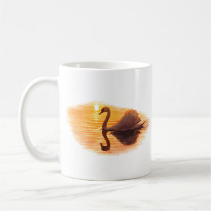 Schwan gleitet bei Sonnenuntergang Kaffeetasse